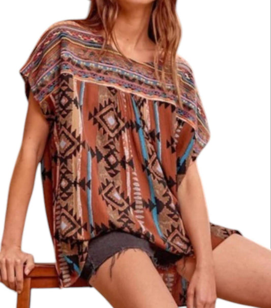 Andree By Unit - Aztec Embroidered Top