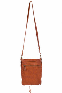 Scully Whipstitch Leather Handbag Purse in cognac - women's bag - detail view