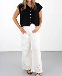 Risen - Larissa Eyelet High-rise Crop Jeans