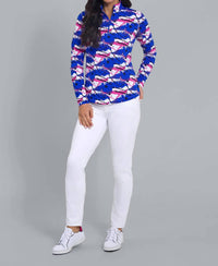 Ibkul - Printed Long Sleeve Mock Neck Top