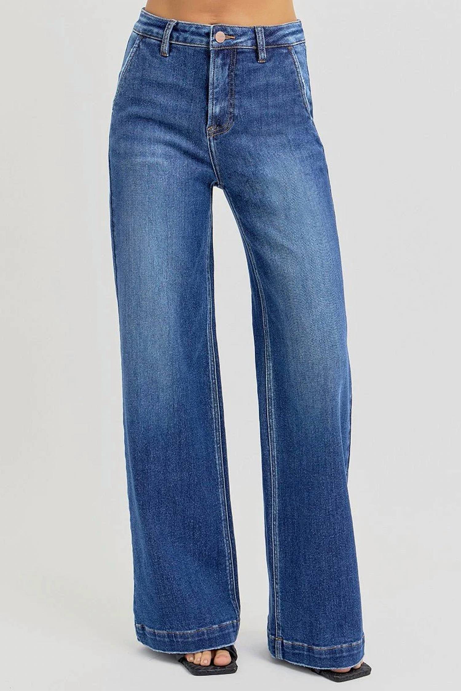 Risen - High-rise Wide-leg Slanted Pocket Western Jeans