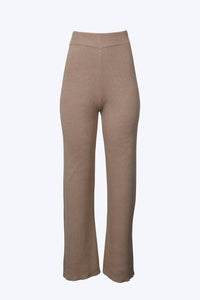 RIBBED-KNIT STRAIGHT-LEG PANTS