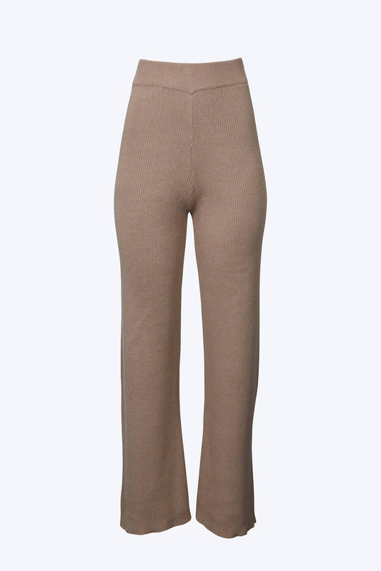 RIBBED-KNIT STRAIGHT-LEG PANTS