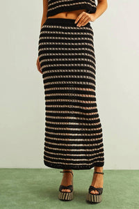 Nyland - Kerensa Crochet Knit Straight Long Skirt