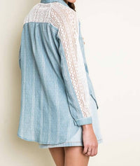 Hayden La - Chambray & Lace Blouse