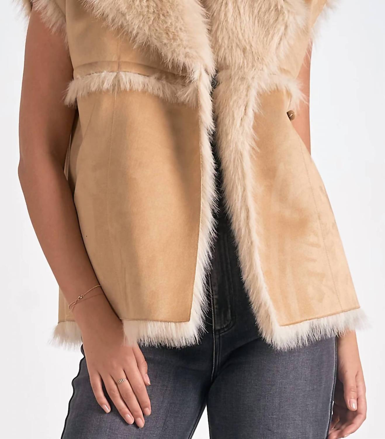 Elan - Long Faux Fur Vest Jacket
