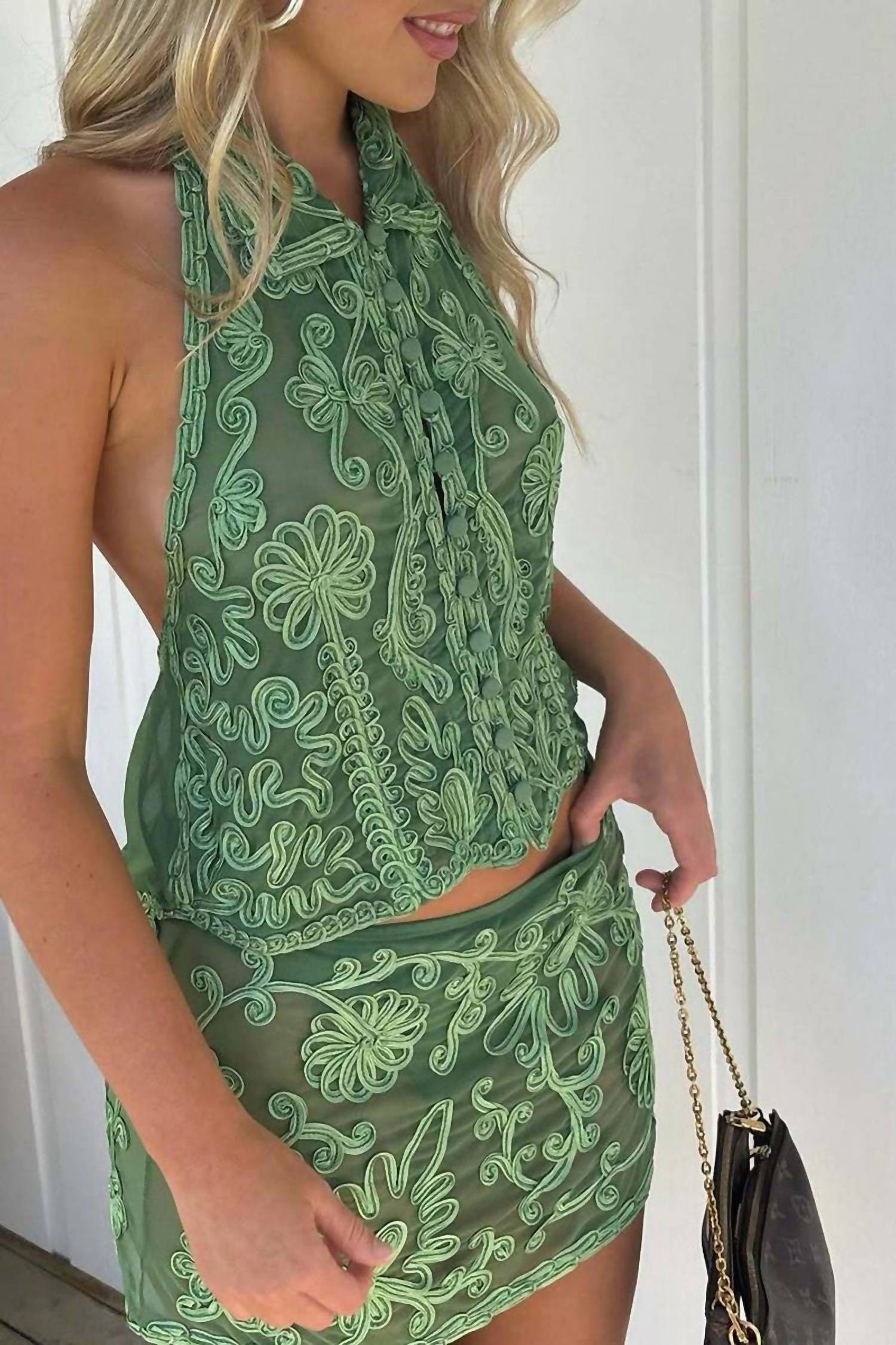 Aura - Tommi Floral Halter Top & Skirt Set