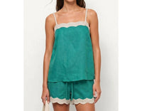 Naked Zebra - Scallop Trim Linen Tank Top