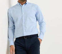 PETER MILLAR Calvin Crown Lite Cotton-stretch Sport Shirt in cottage blue - men's shirt