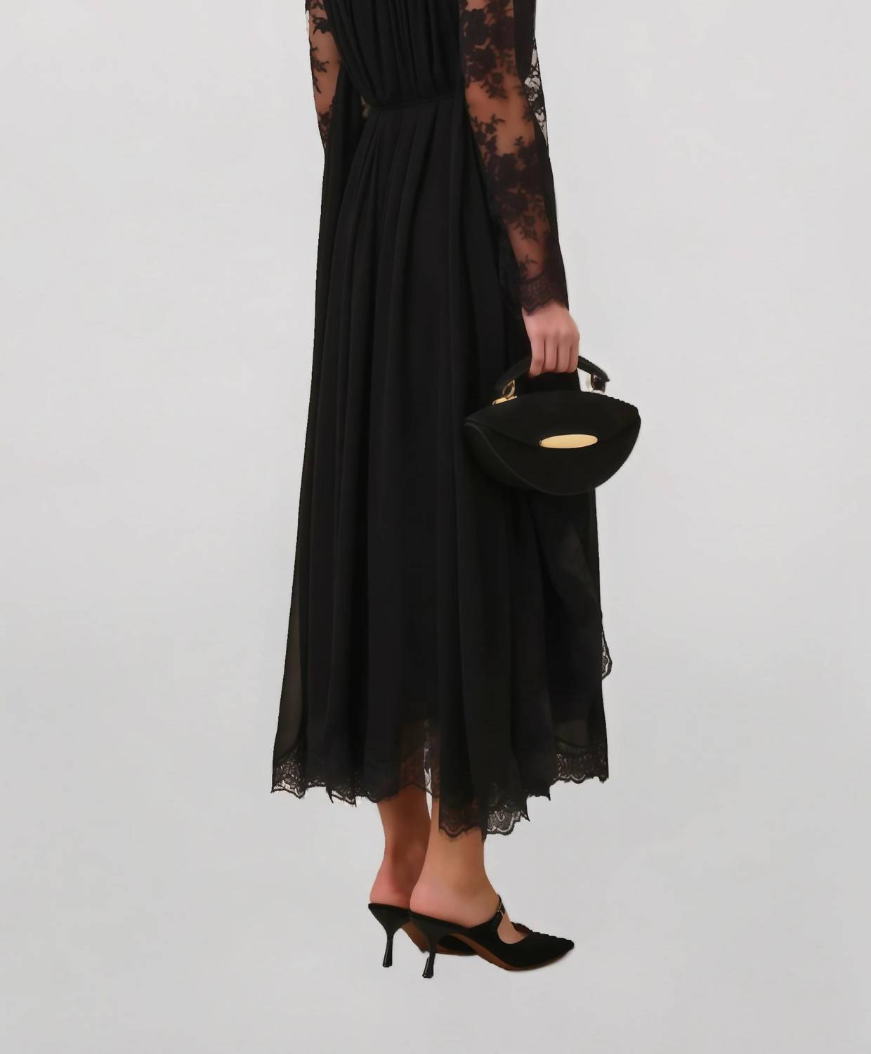 Relvoux - Women's Clea Semi Sheer Lace Midi Dress