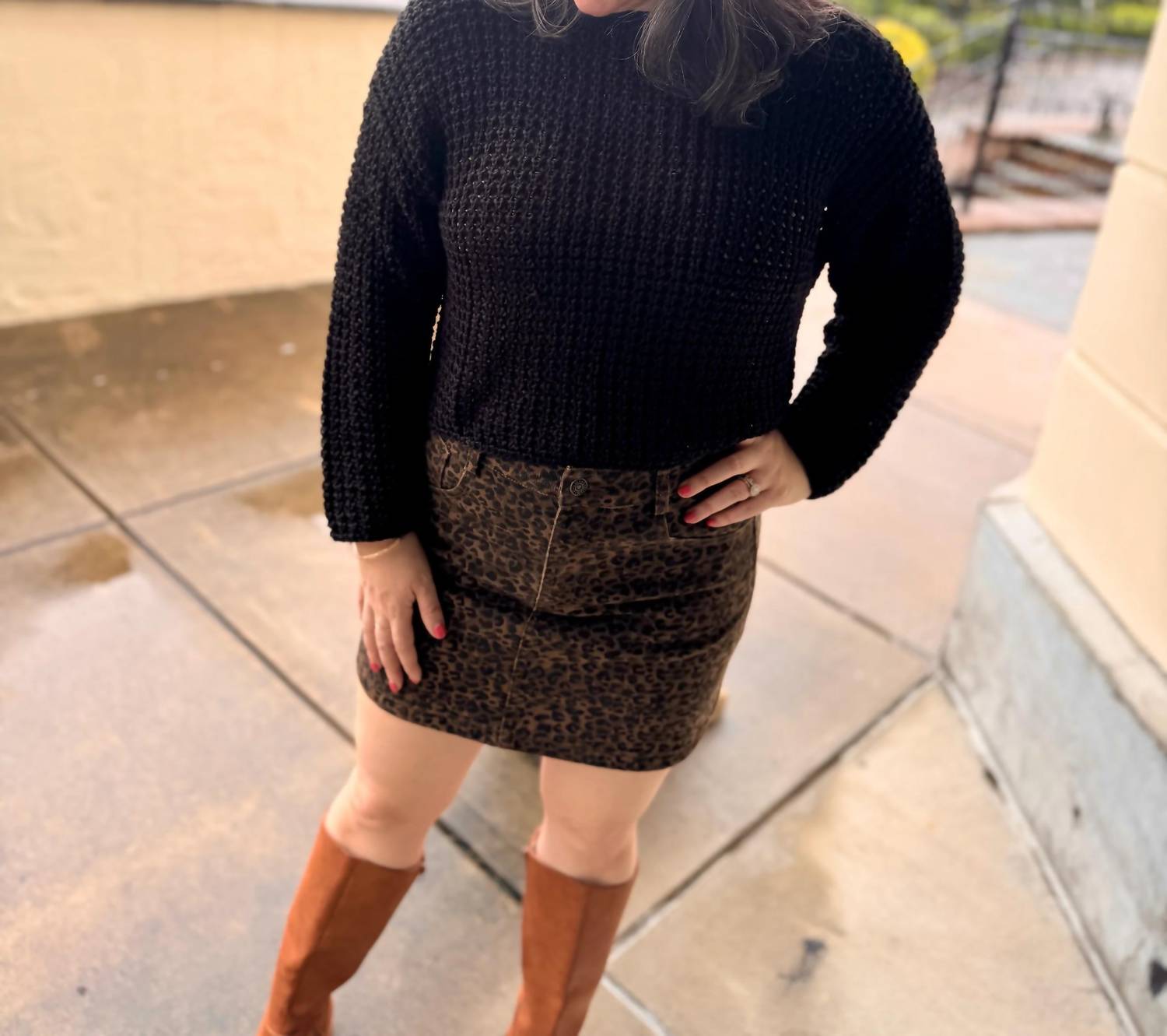 Blu Pepper - Sheer Crew Neck Crochet Knit Sweater