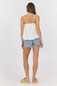 Vintage Havana - Slub Jersey Knit Tank Top With Lace Trim
