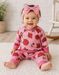 Bianca & Bear - Kid's Allover Rose Print Jogger Set