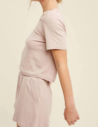 Listicle - Ribbed T-Shirt and Shorts Lounge Set