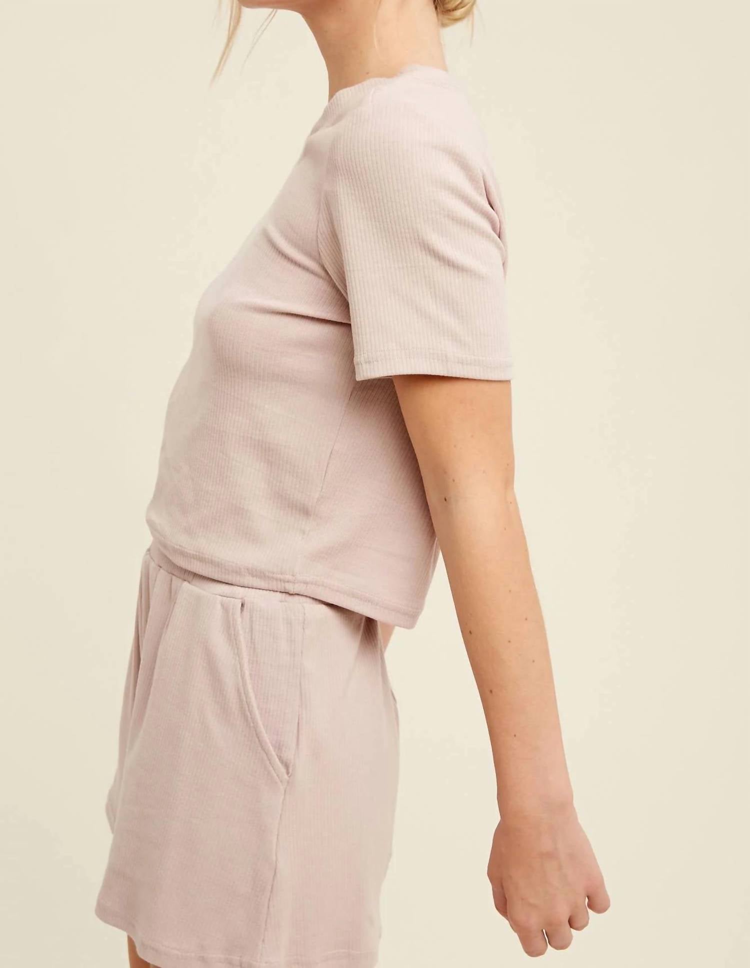 Listicle - Ribbed T-Shirt and Shorts Lounge Set