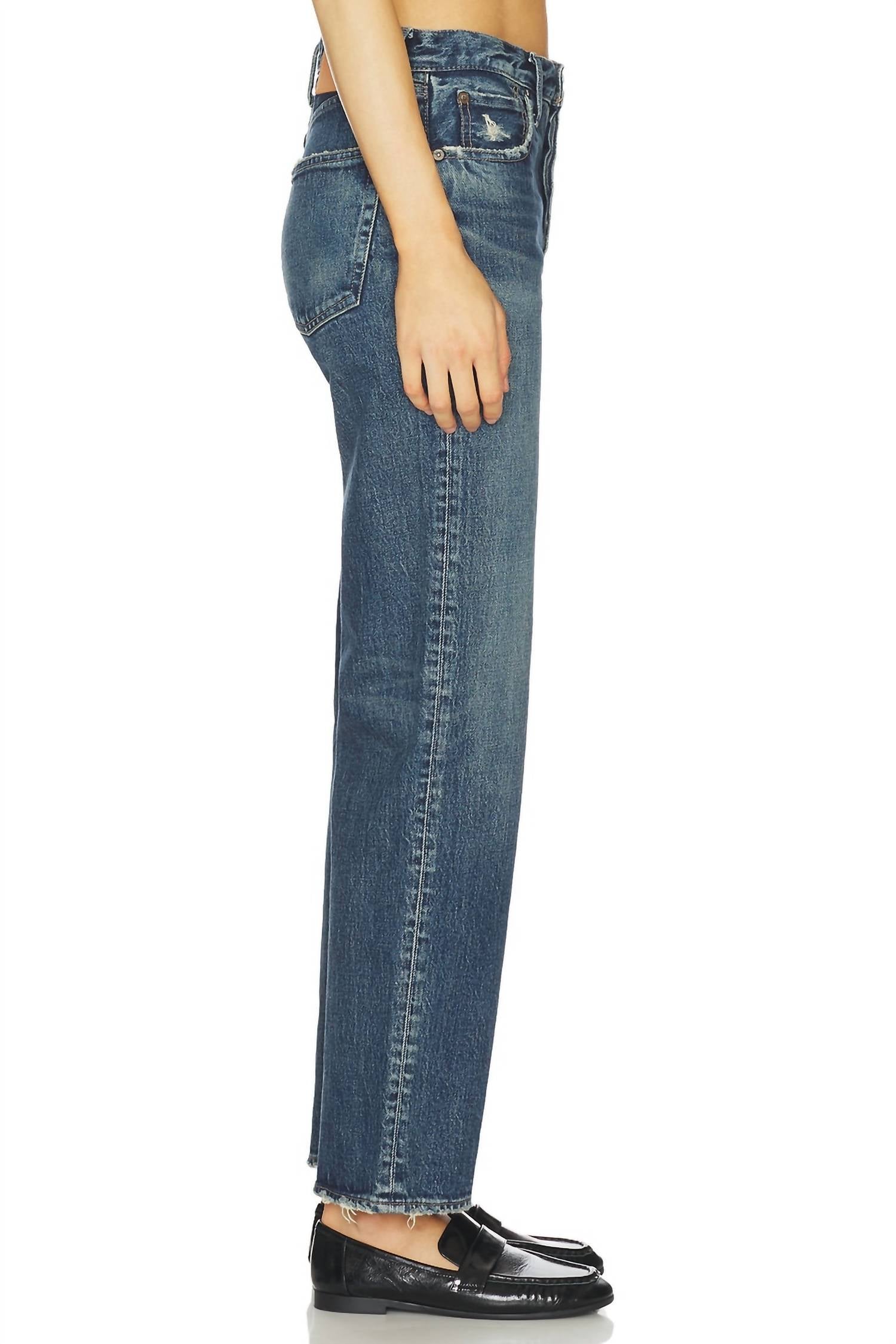 Moussy Wiley Straight Leg Jeans in blue - women's jeans - alternate view