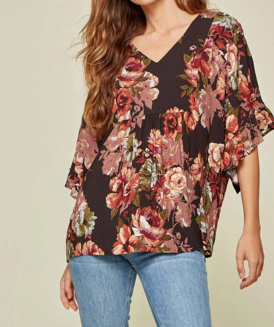Andree By Unit - Floral Ruffle Sleeve Top