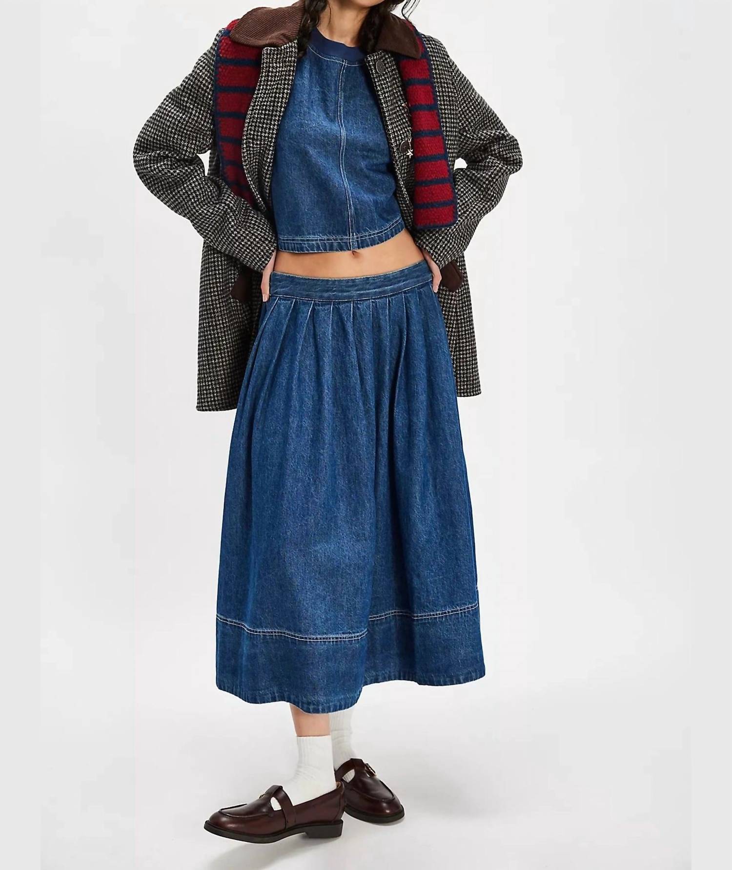 Free People Westley Denim Skirt Set in deep sea wash - women's skirt - view 5