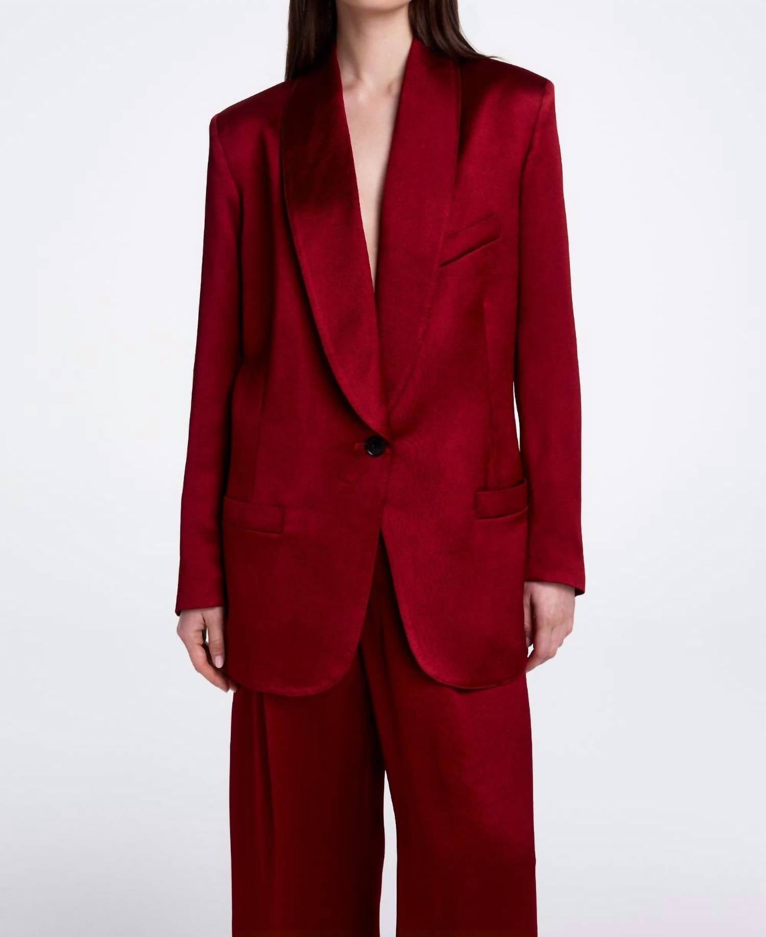 Smythe Shawl Collar Oversized Blazer in crimson - women's jacket