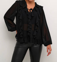 Kaffe - Kaninna V-neck Ruffles Chiffon Blouse