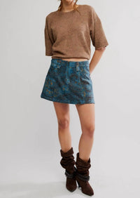 Free People Micah Mini Skirt in blue combo 1 - women's skirt - view 5