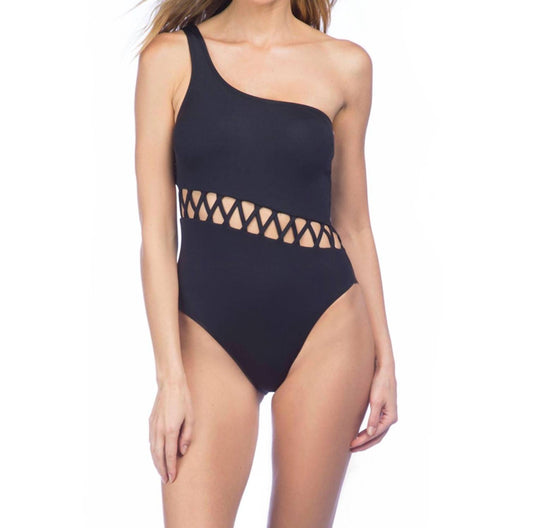 Kenneth Cole - Sexy Solid Cut Out One Shoulder One Piece Swimsuit