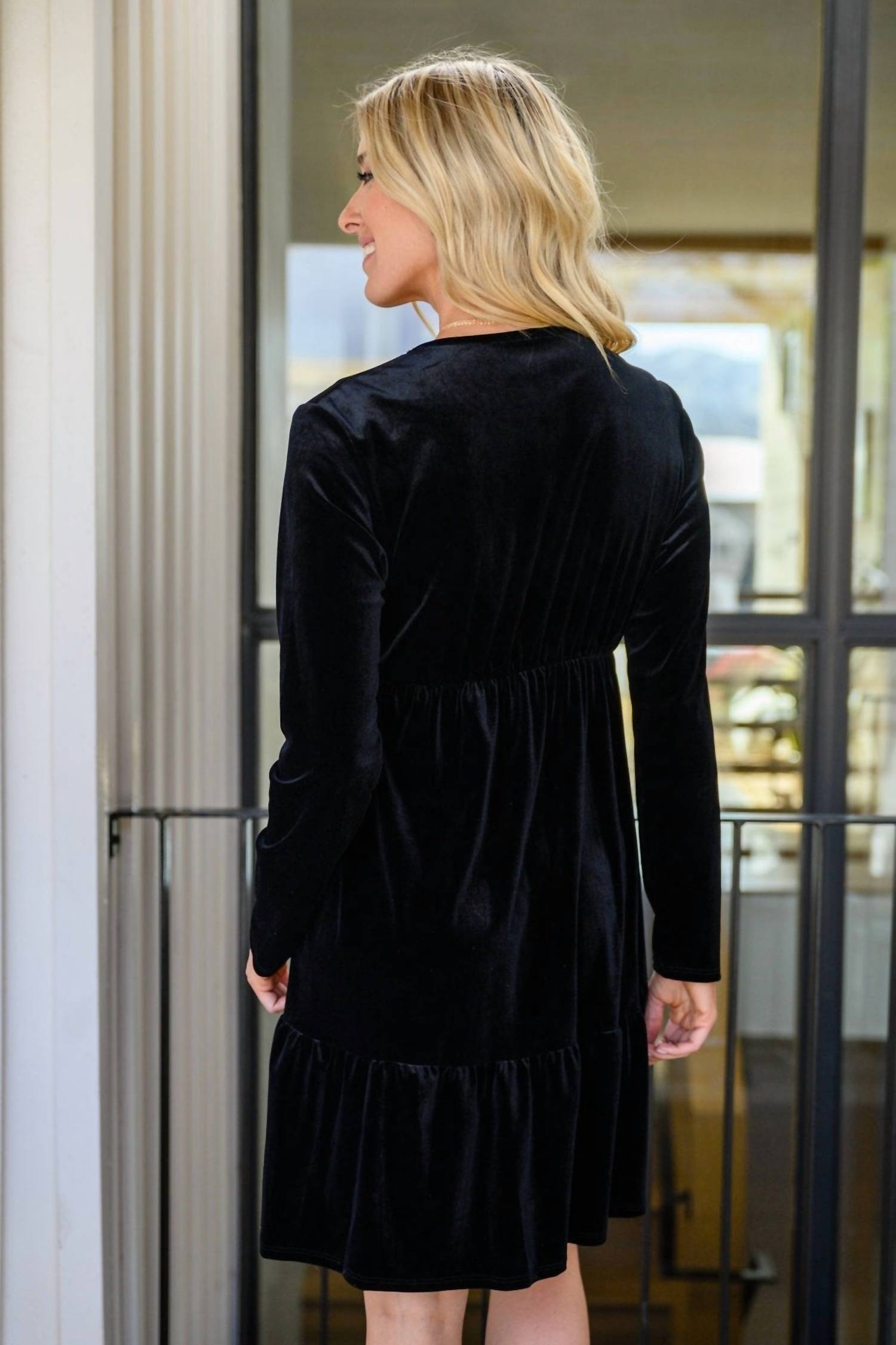 Jentsyn Velvet V-Neck Dress