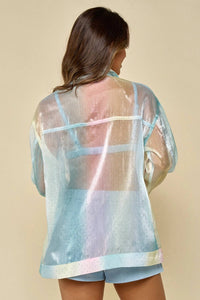 Blue Blush - Lover Rhinestone Organza Top