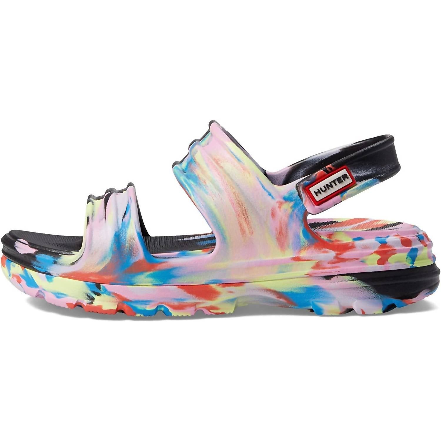 HUNTER Women's Bloom Algae Marble Adjustable Strap Sandals in black - women's sandal - alternate view