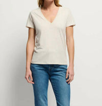 Nation LTD Blair Short Sleeve Tee in heather oatmeal - women's t-shirt