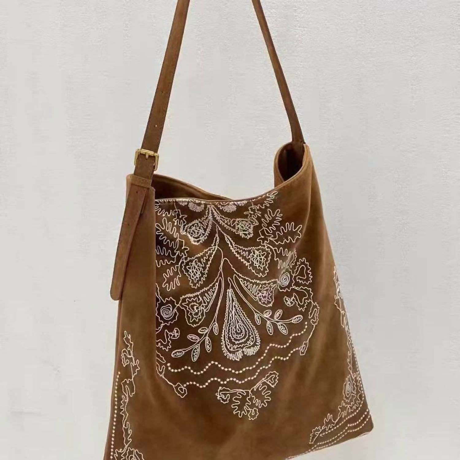 Dipped Shop Women's Boho Embroidered Shoulder Bag in brown - women's bag