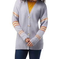 Smartwool Women's Cozy Lodge Merino Wool Boyfriend Cardigan in purple eclipse heather - women's cardigan