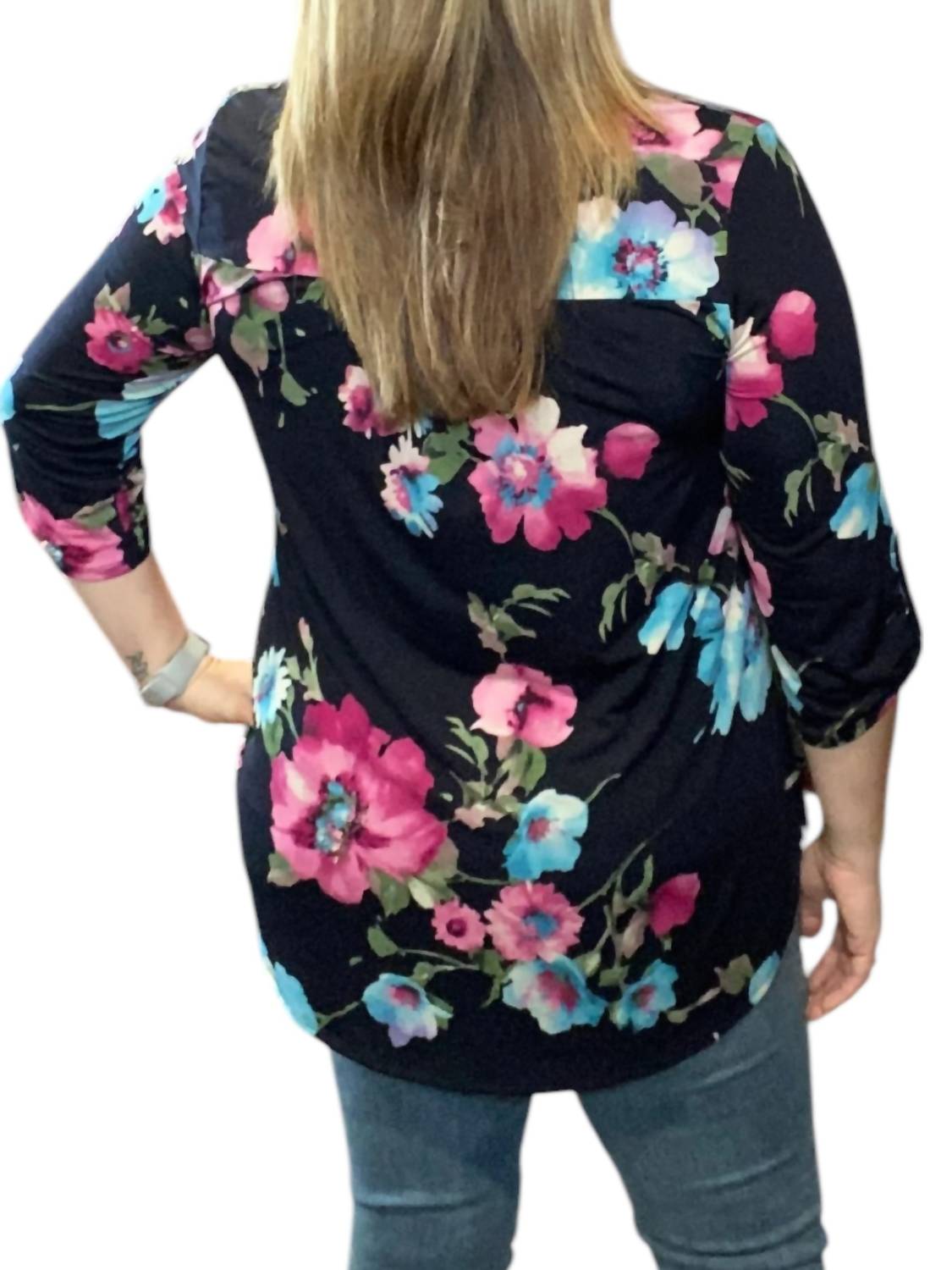 Honeyme - Floral Gabby Tunic Top