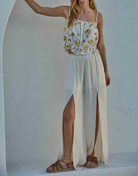 By Together - Floral Print Eyelet Crop Top