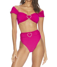 Beach Riot Heart Belted Highway Bottom in fuchsia rose - women's swimwear