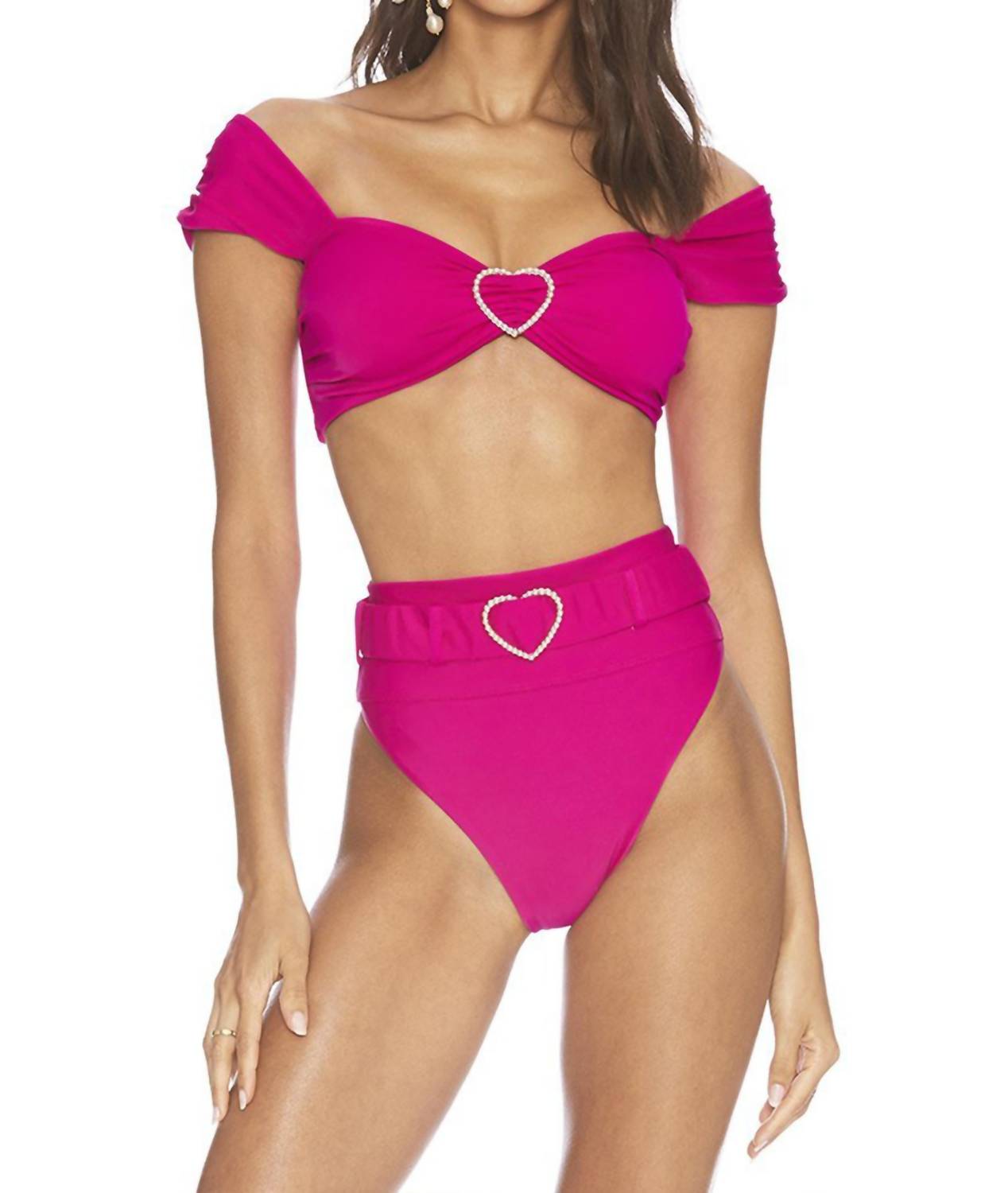 Beach Riot Heart Belted Highway Bottom in fuchsia rose - women's swimwear