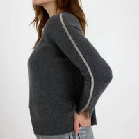 Brodie Cashmere - Glitz Split Cuff Crew Jumper
