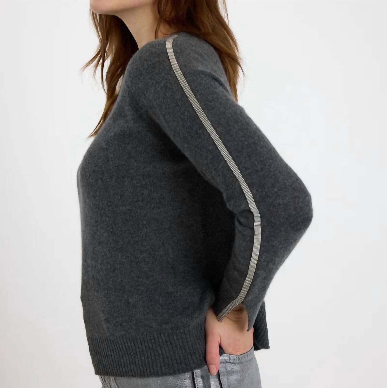 Brodie Cashmere - Glitz Split Cuff Crew Jumper