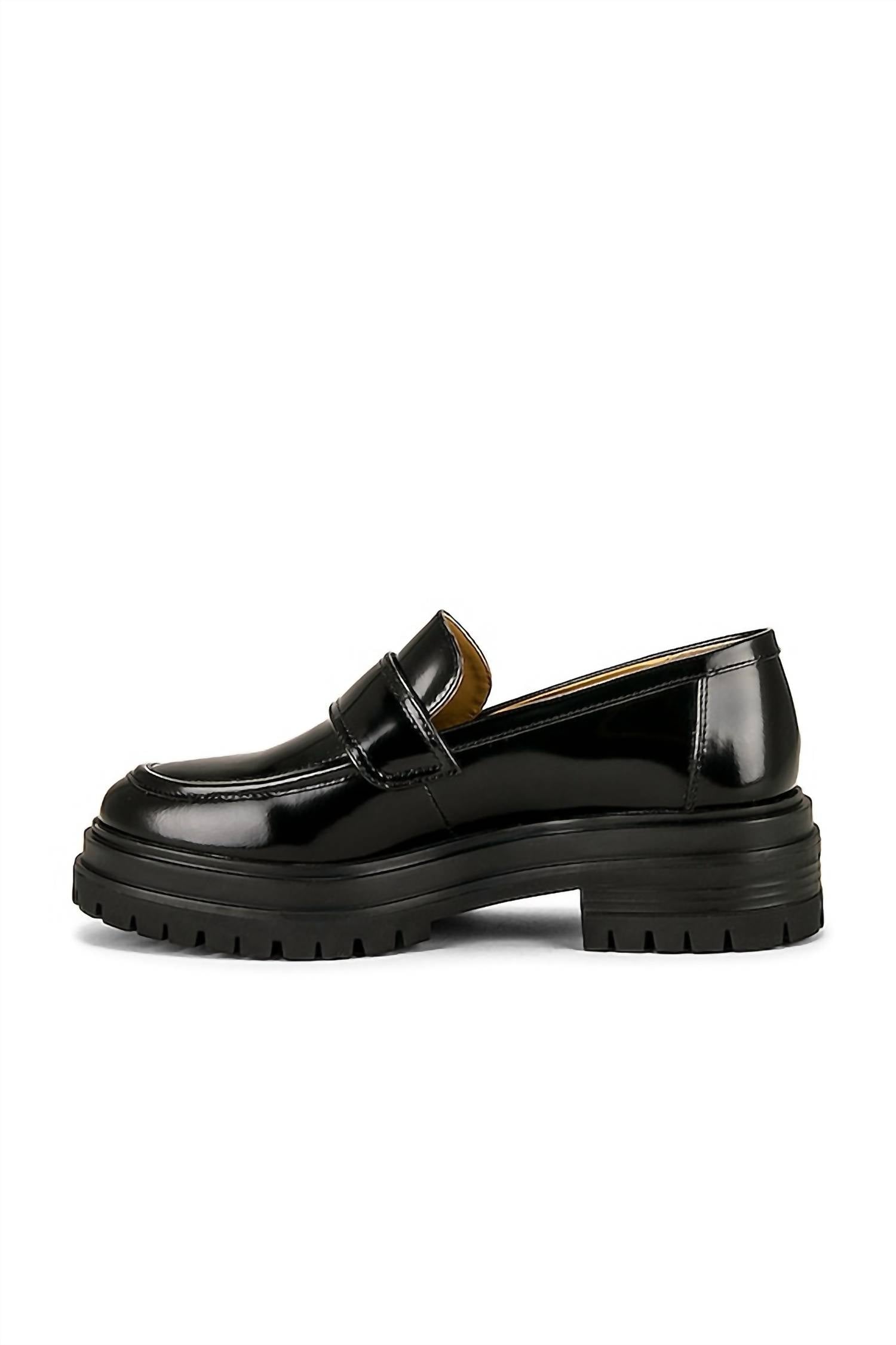 Tony Bianco Women's Wiz Leather Loafer in black hi shine - women's flats - detail view