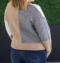 Michelle Mae - Colorblock Cozy Knit Cardigan