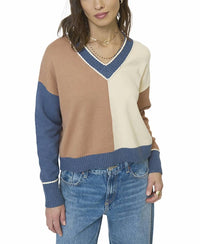 Central Park West - Myra Color Blocked Vneck Sweater