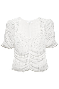 Frame - Gathered Button Front Top