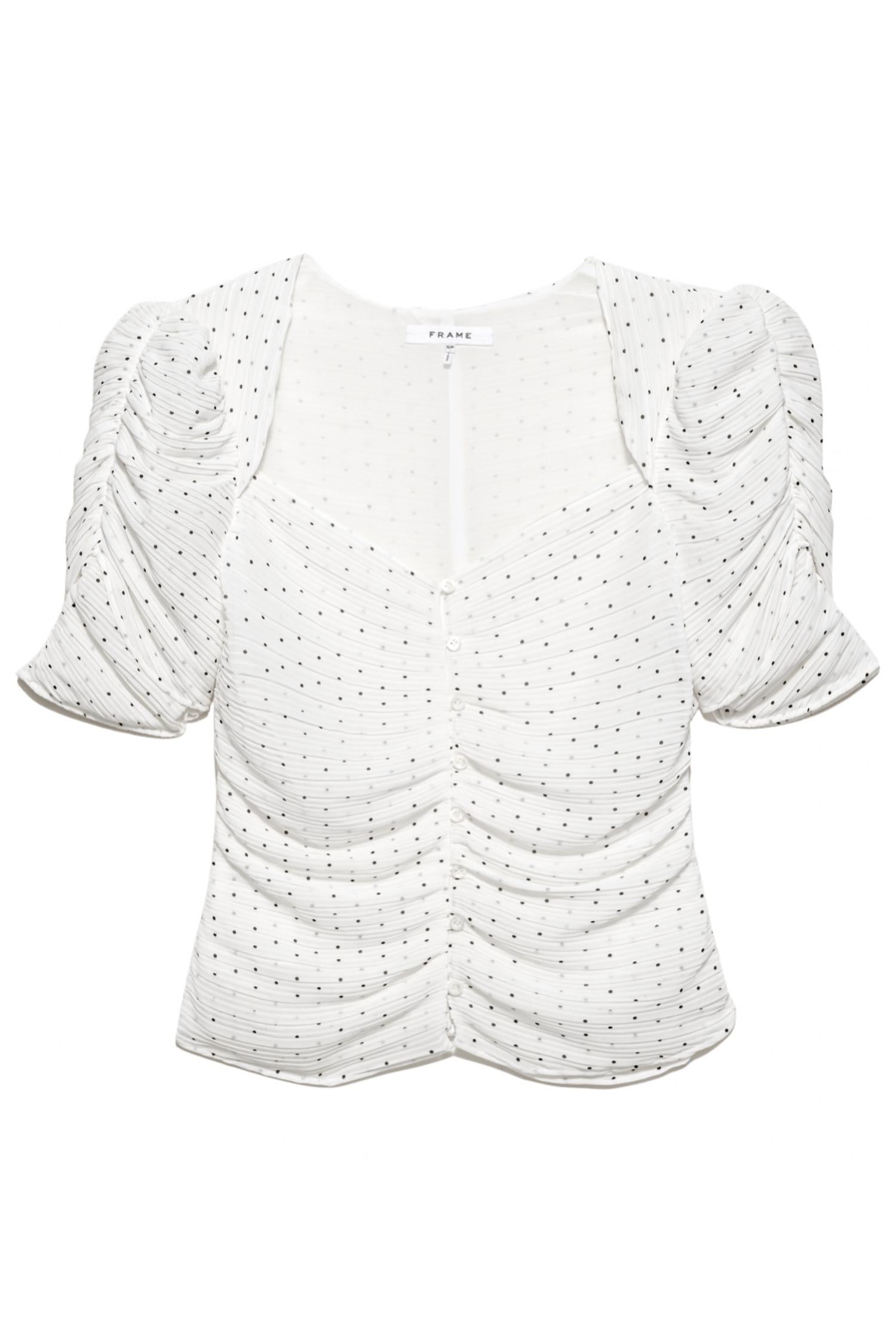 Frame - Gathered Button Front Top