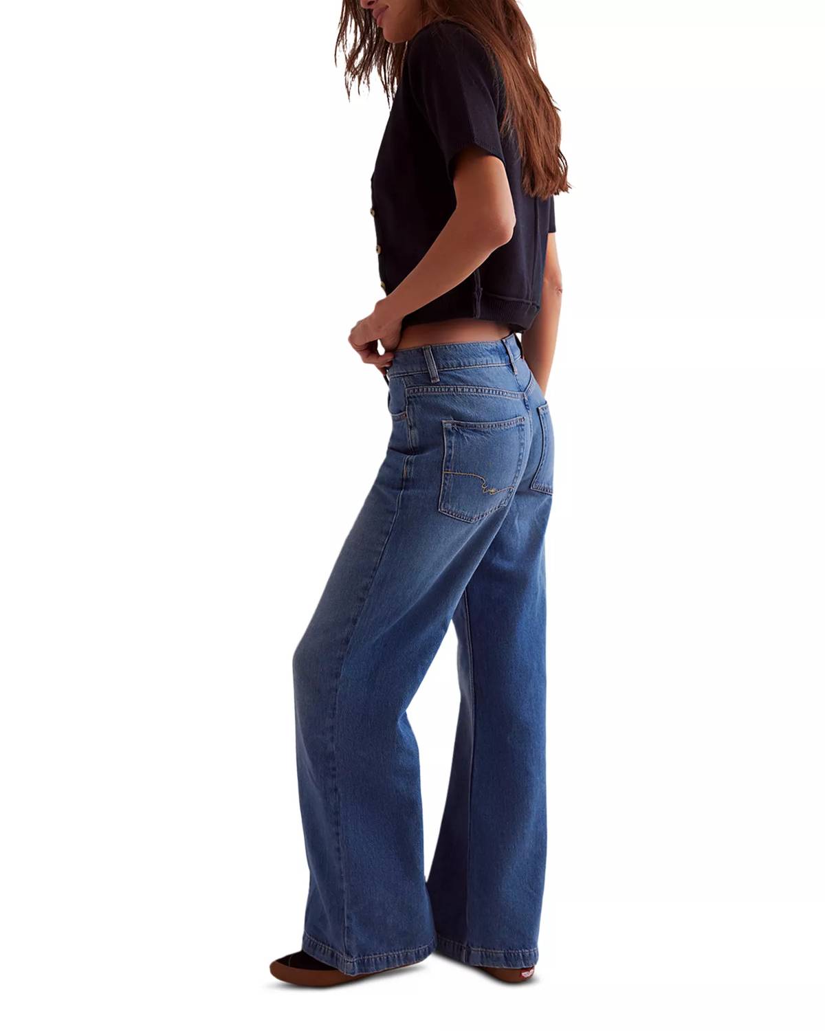 Free People - Stride Low Slung Wide Leg Jeans