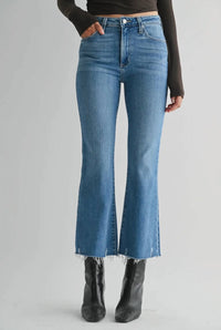 Just Black Denim - Palazzo Frayed Crop Flare Jeans