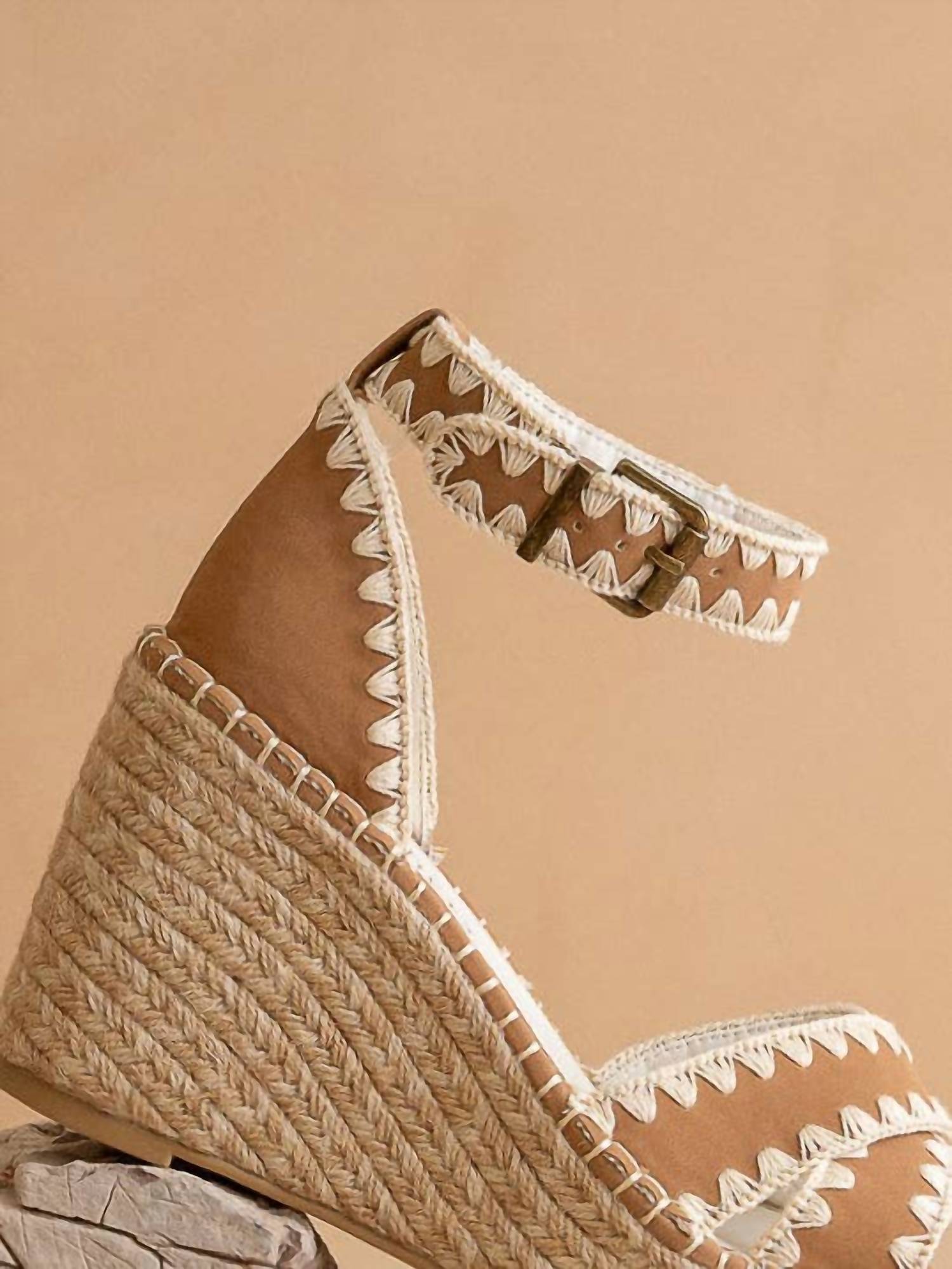 Oasis Society - Women's Essie Espadrille Embroidered Straps Slides