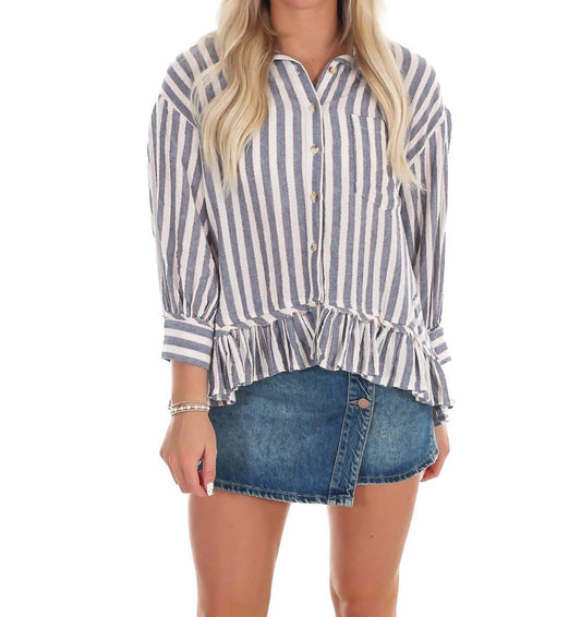 Easel - Easy Days Stripe Linen Top