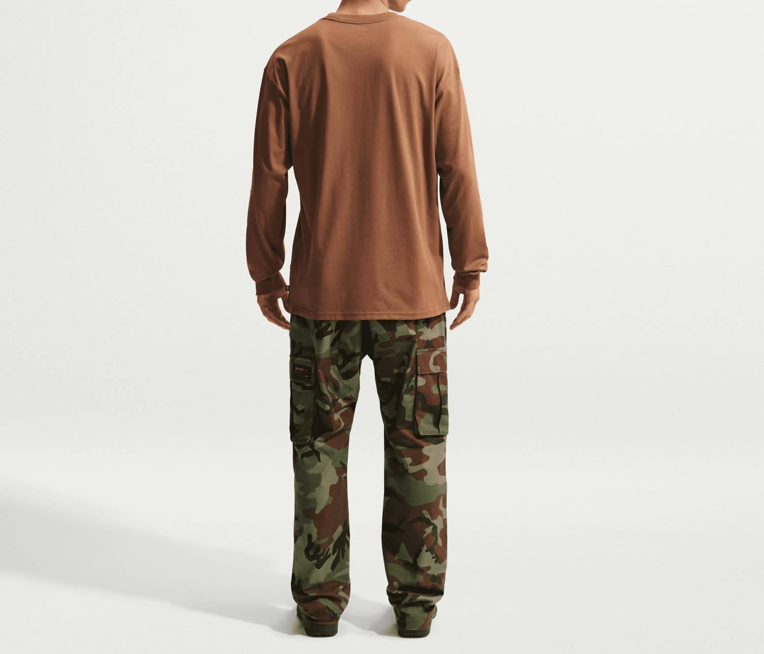 NIKE Muni Long Sleeve T-shirt in light british tan - men's long sleeve top - detail view