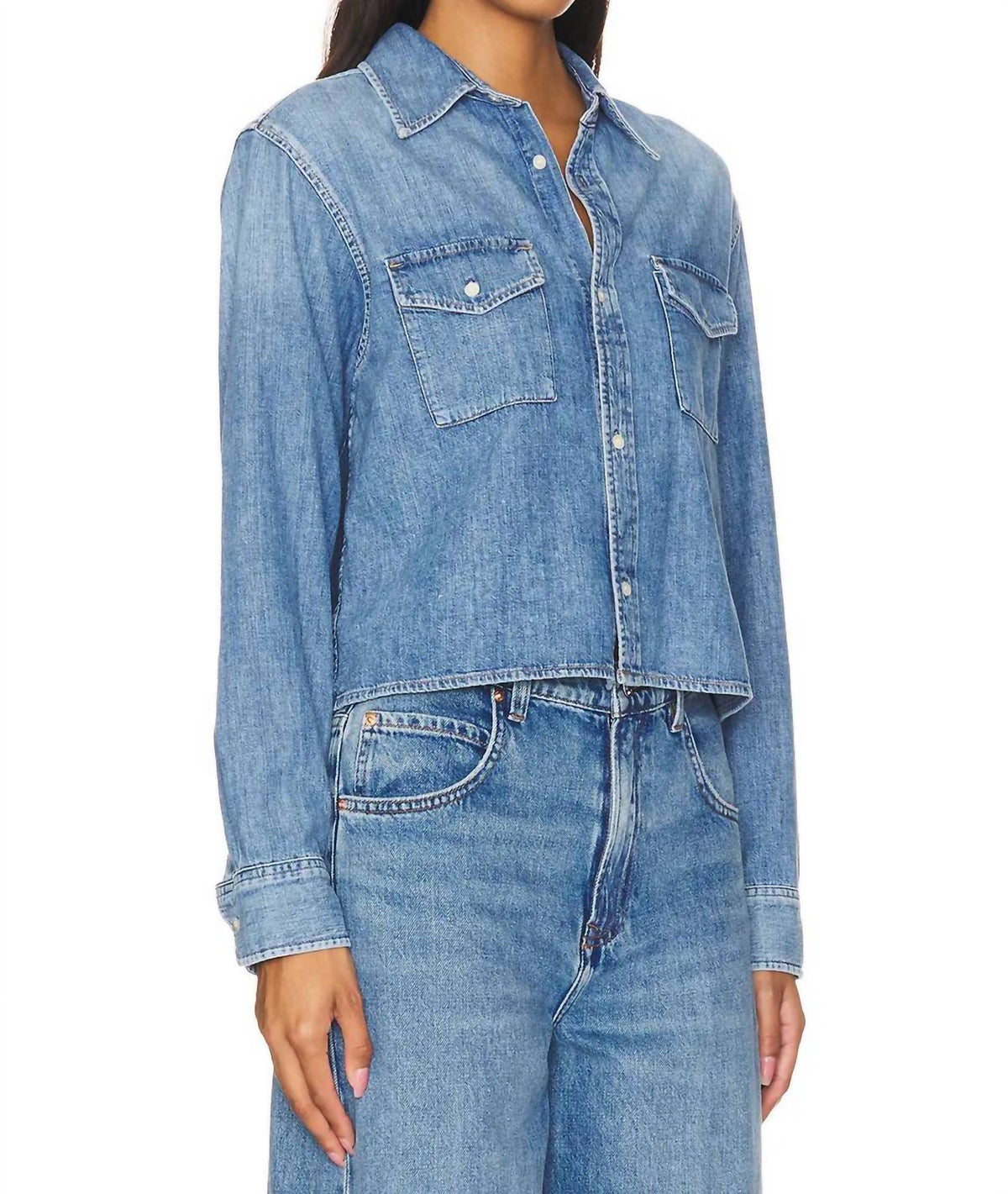 Citizens Of Humanity - Baby Shay Long Sleeve Denim Crop Shirt