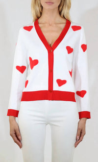 Metric Knits Hearts Cardigan in white - women's cardigan